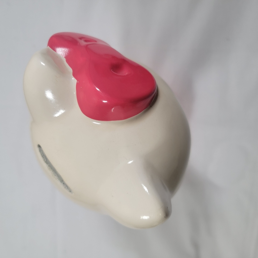 Hello Kitty Sanrio Ceramic Coin Bank 9" FAB 1978 2012 Pink Dress Bow Piggy - Picture 8 of 11